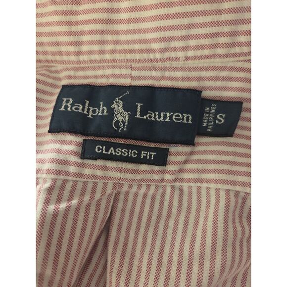 Ralph Lauren Custom Fit Mens Pink Striped Short Sleeve Button Up Shirt Size S - Picture 2 of 6